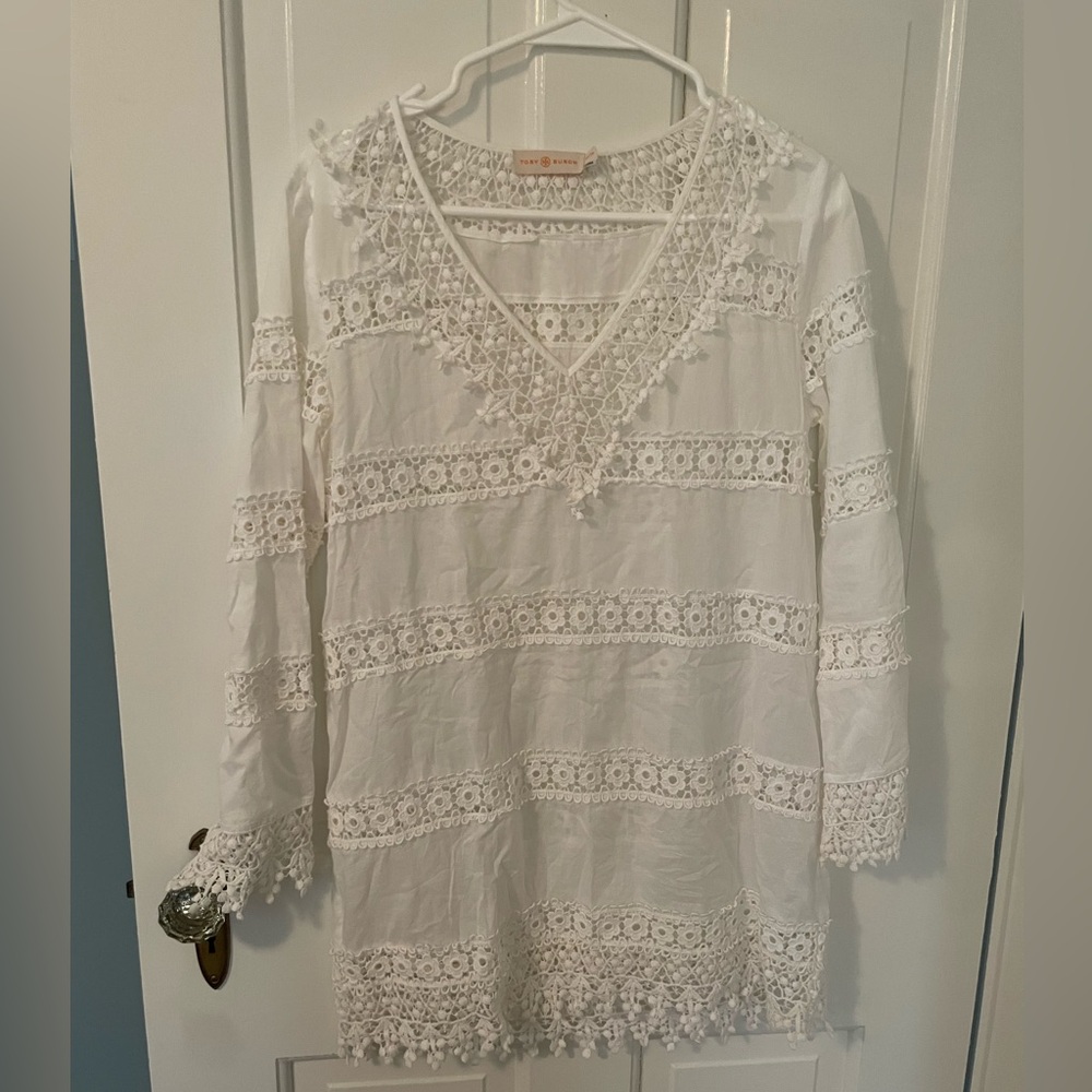 Tory Burch white lace cover up size small